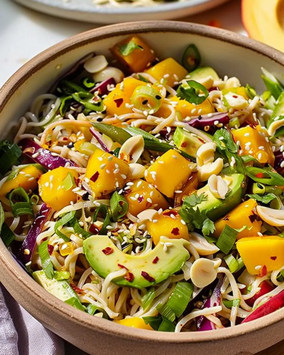 Delicious Salad Recipes Ideas: Quick &amp; Easy Asian Mango Avocado Ramen Noodle Salad