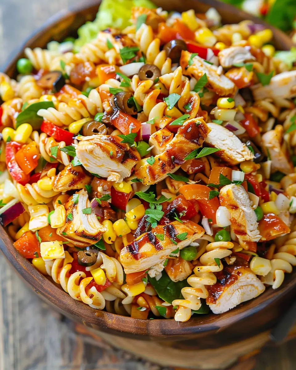 Delicious Salad Recipes Ideas: Easy BBQ Chicken Pasta Salad