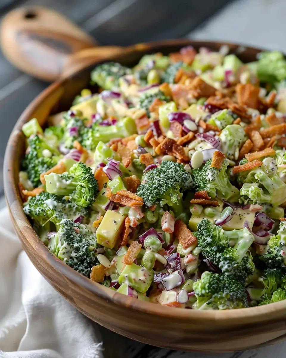 Delicious Salad Recipes Ideas: Easy Creamy Broccoli Crunch Salad under 100 Calories