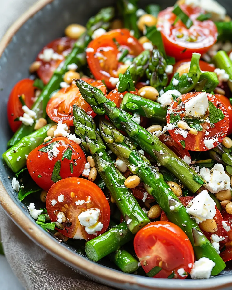 Delicious Salad Recipes Ideas: Fresh Asparagus, Tomato, and Feta Delight