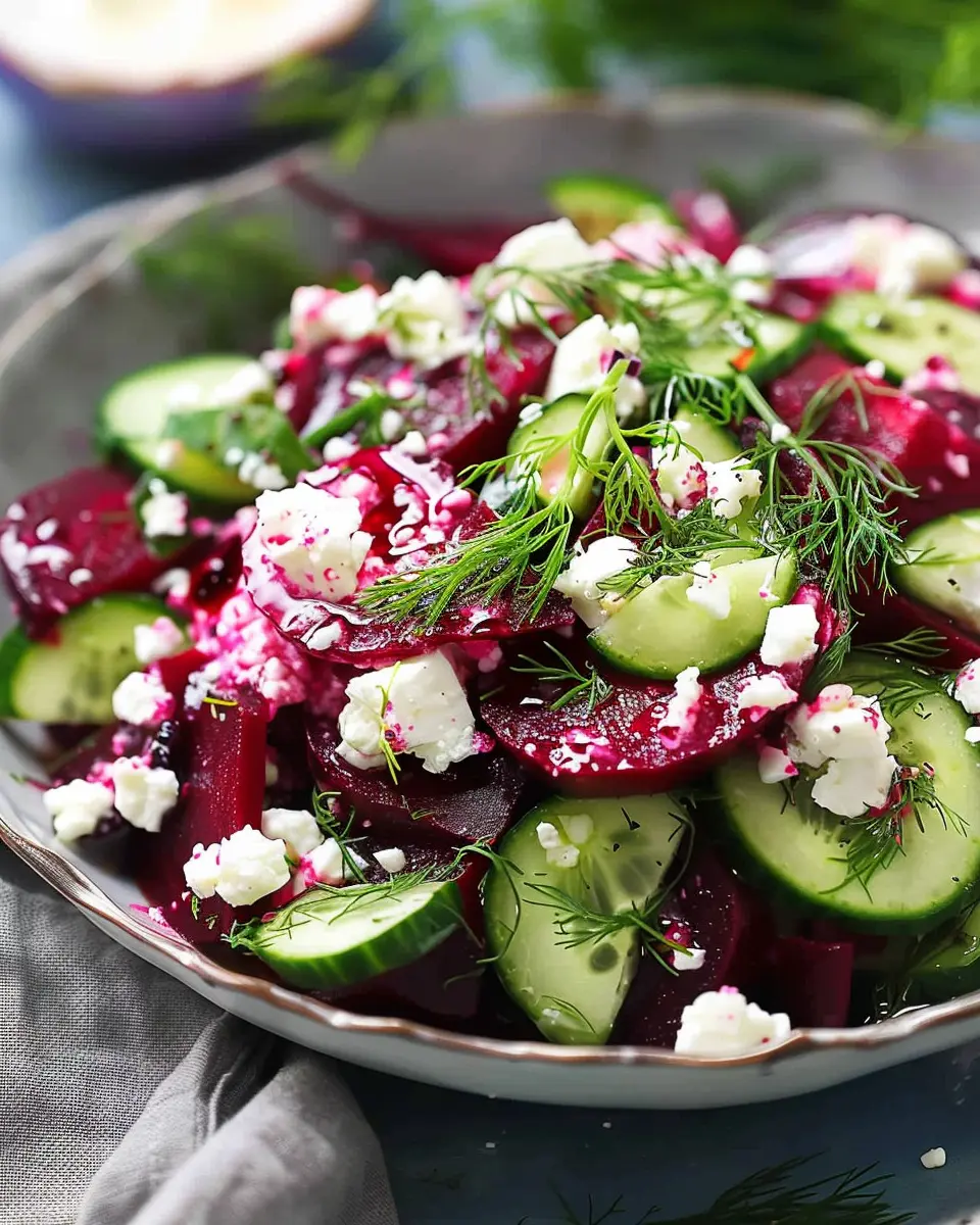 Delicious Salad Recipes Ideas: Fresh Beet Salad with Feta &amp; Dill