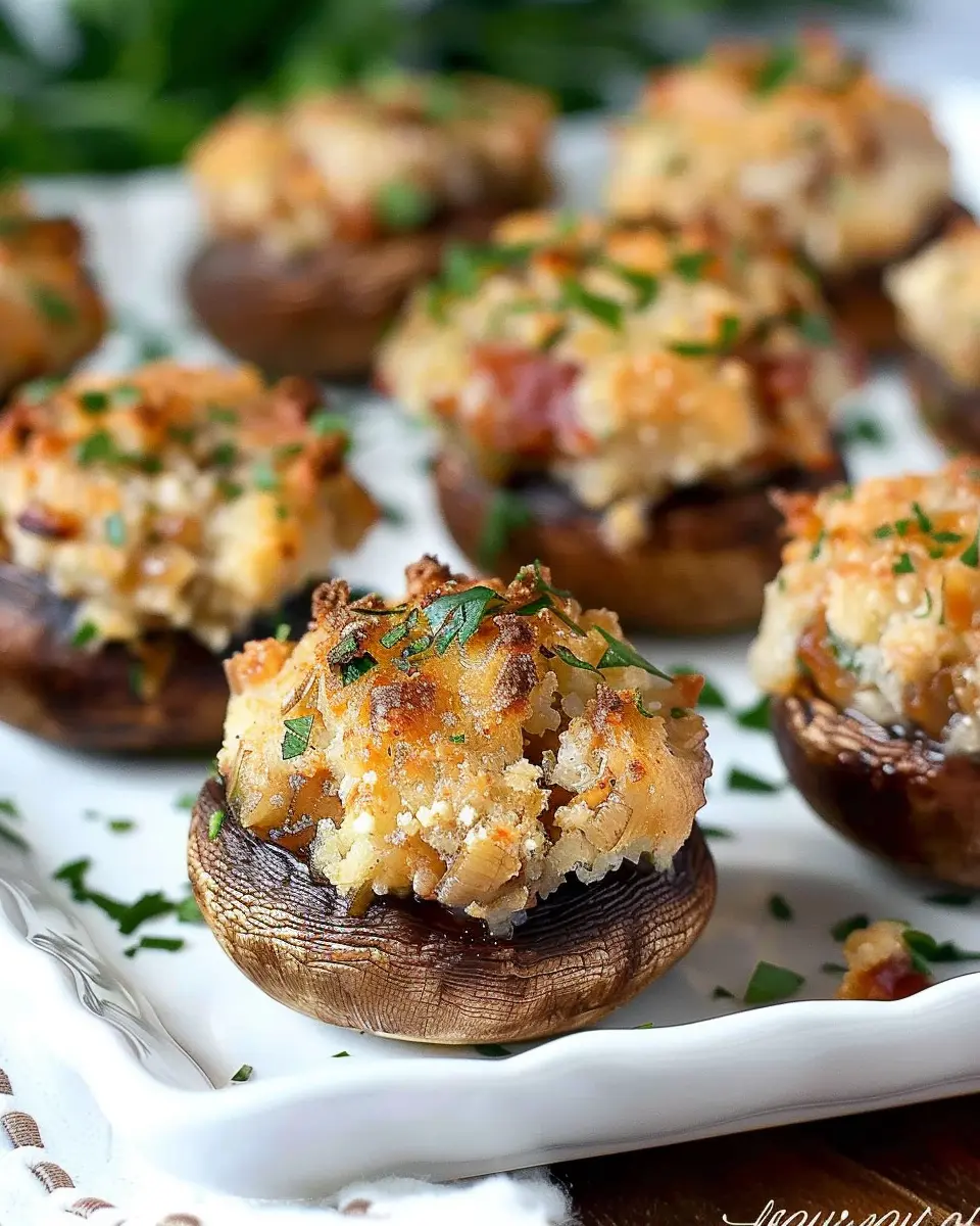 Mouthwatering Stuffed Mushrooms with Turkey Bacon and Cheese Delight