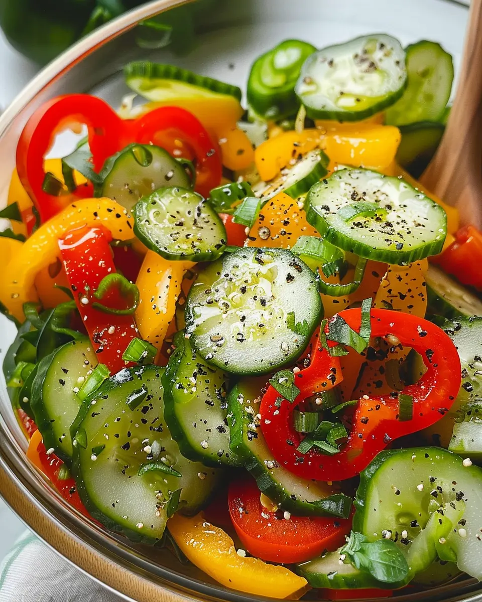 Delicious Salad Recipes Ideas: Refreshing Cucumber and Bell Pepper Salad