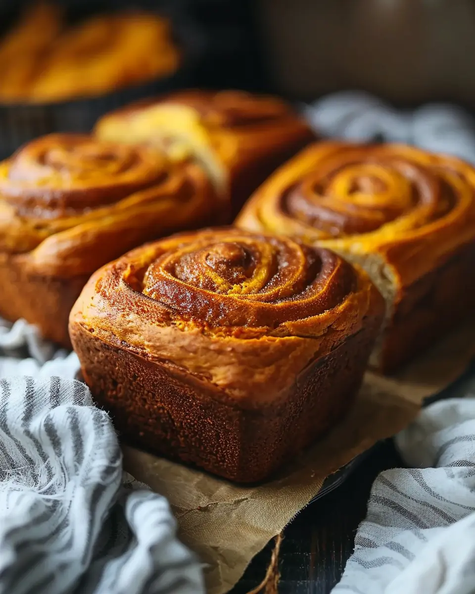 Simple Soft Bread: Easy Cinnamon Swirl Pumpkin Mini Loaves