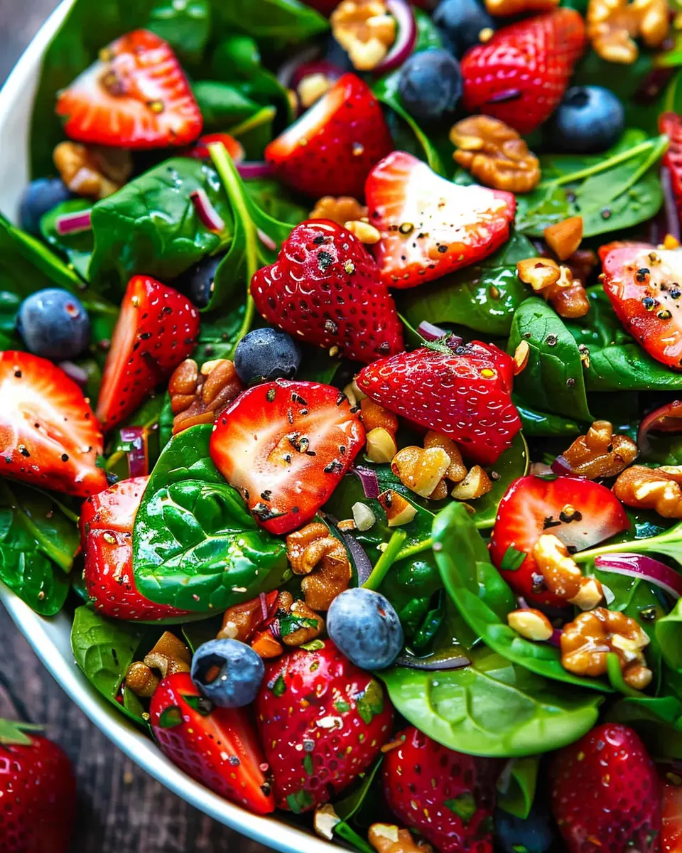 Delicious Salad Recipes Ideas: Easy 15-Minute Strawberry Spinach Salad