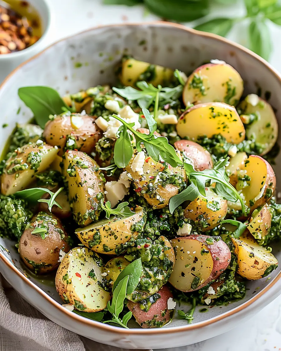 Delicious Salad Recipes Ideas: Indulgent Arugula Pesto Potato Salad