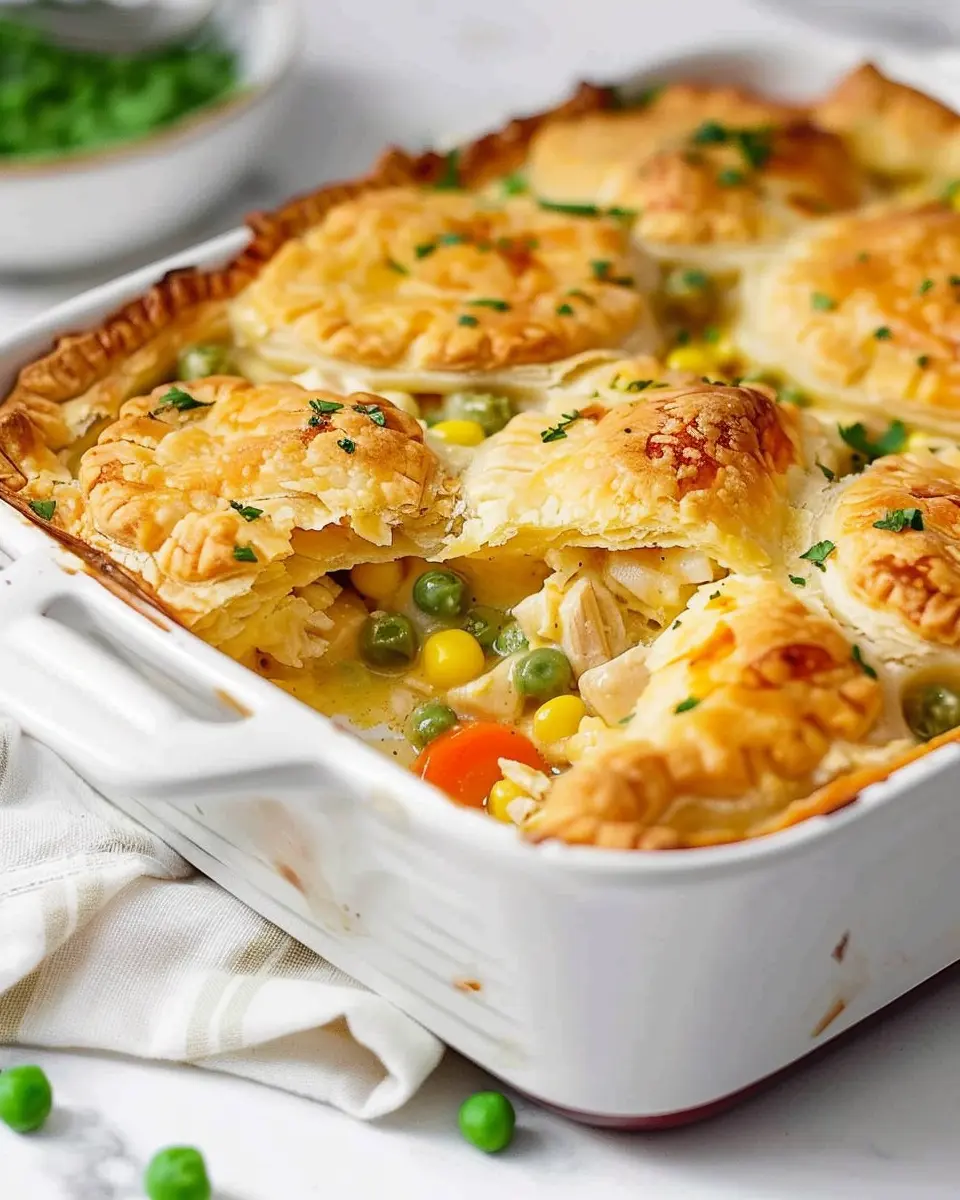 Easy Chicken Pot Pie Casserole with Turkey Bacon Delight