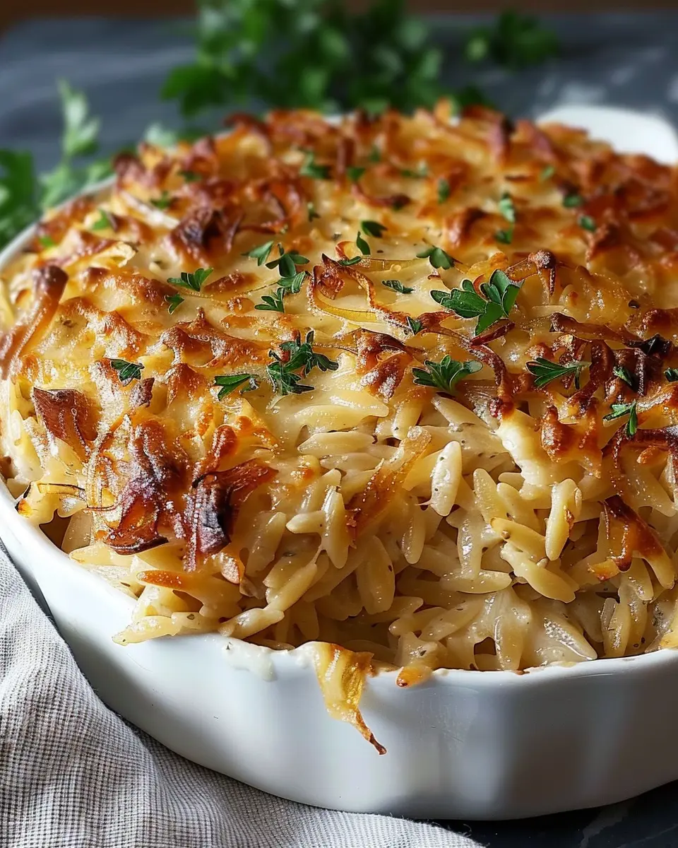 French Onion Orzo Bake: A Cozy, Indulgent Dinner Delight