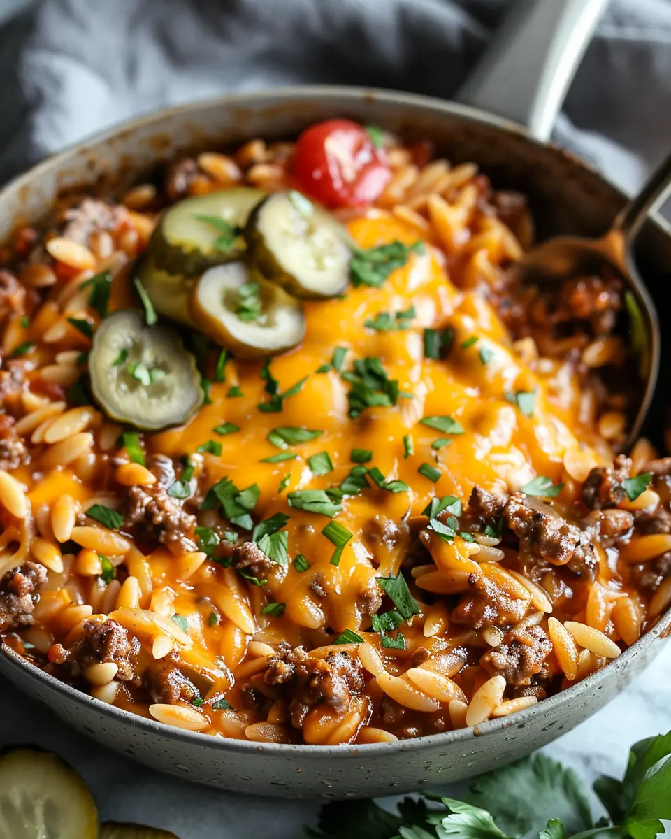 One-Pot Cheeseburger Orzo Skillet: Easy Comfort Food Delight
