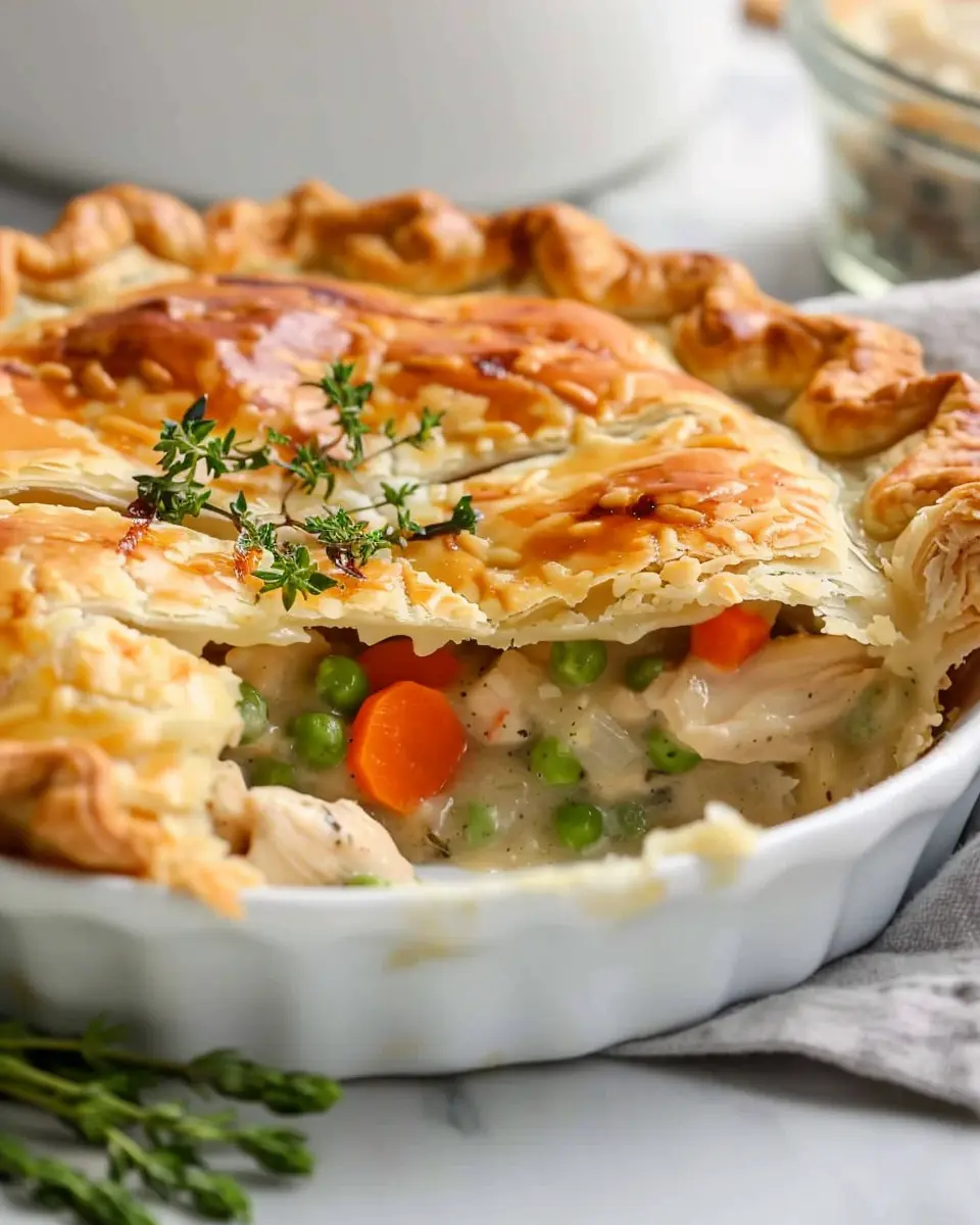 Easy Chicken Pot Pie Recipe with Turkey Bacon and a Flaky Crust