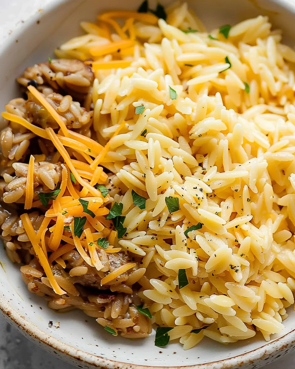 Cheesy Orzo Delight: Indulgent Turkey Bacon and Chicken Ham Recipe