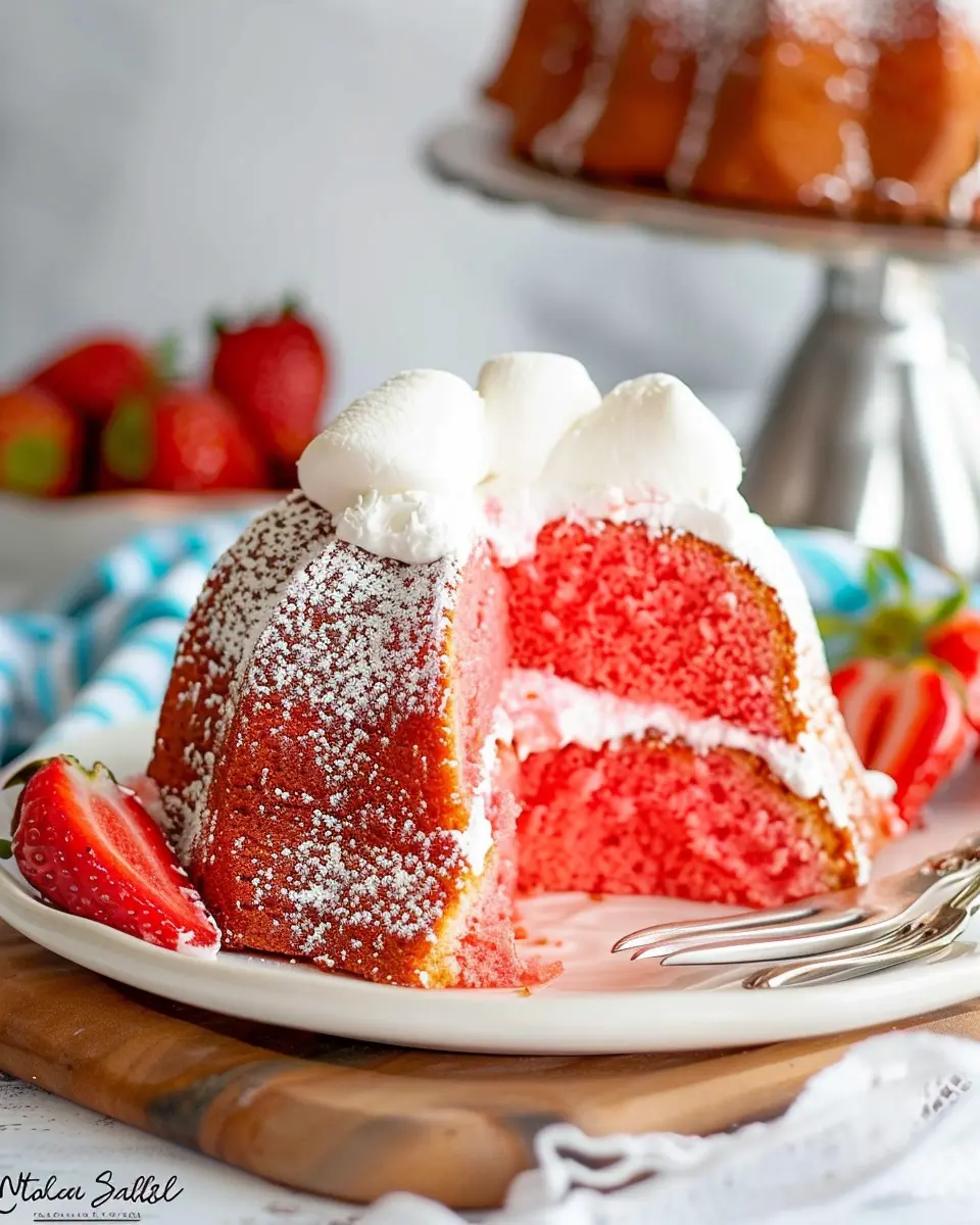 Strawberry Bundt Cake: Indulgent Marshmallow Cream Delight