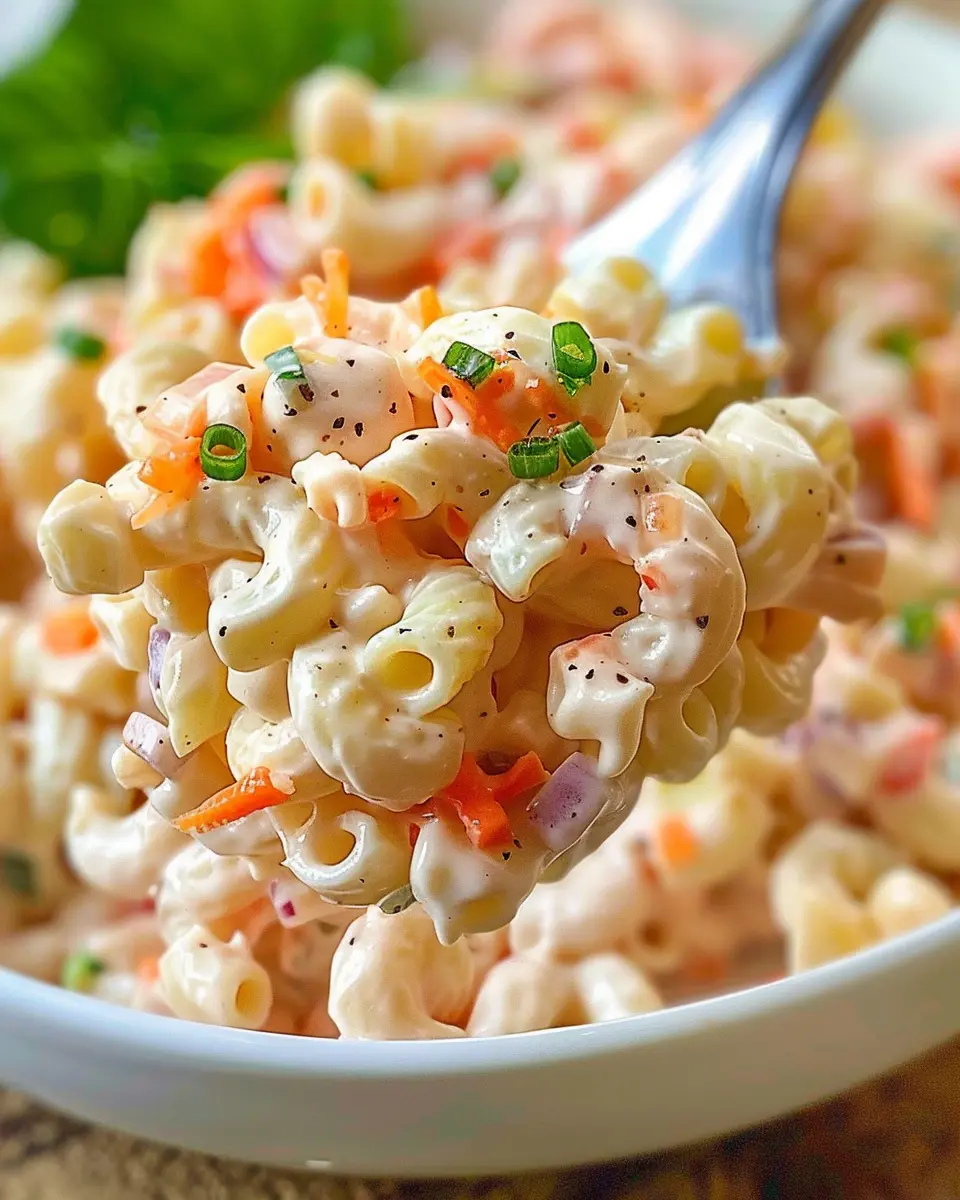 Food Truck Hawaiian Macaroni Salad with Turkey Bacon and Chicken Ham