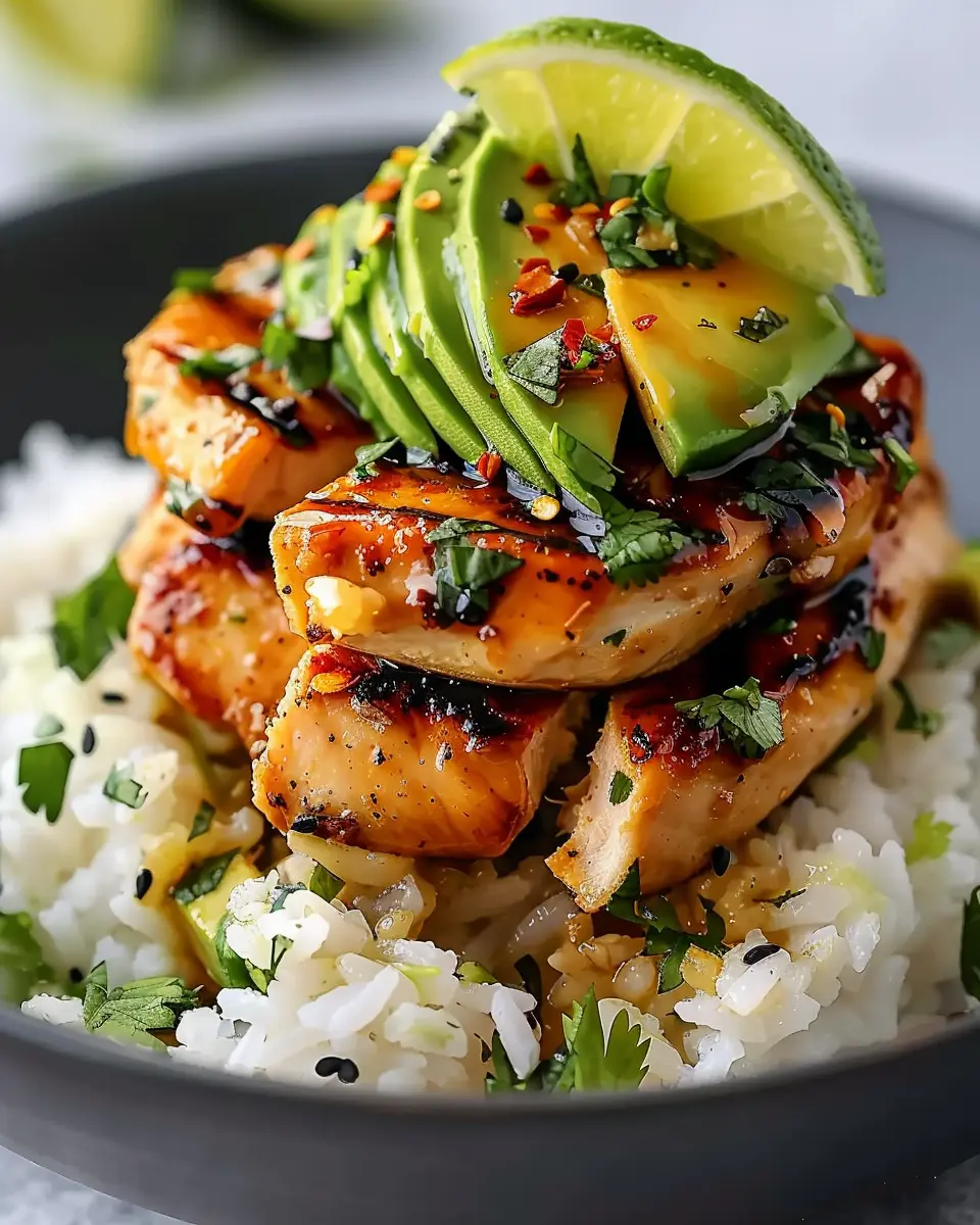 Honey Lime Chicken Avocado Rice Stack for Easy Meal Prep Delights