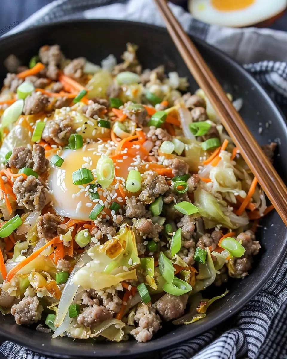 Egg Roll in a Bowl: Easy Keto Delight with Turkey Bacon and Beef