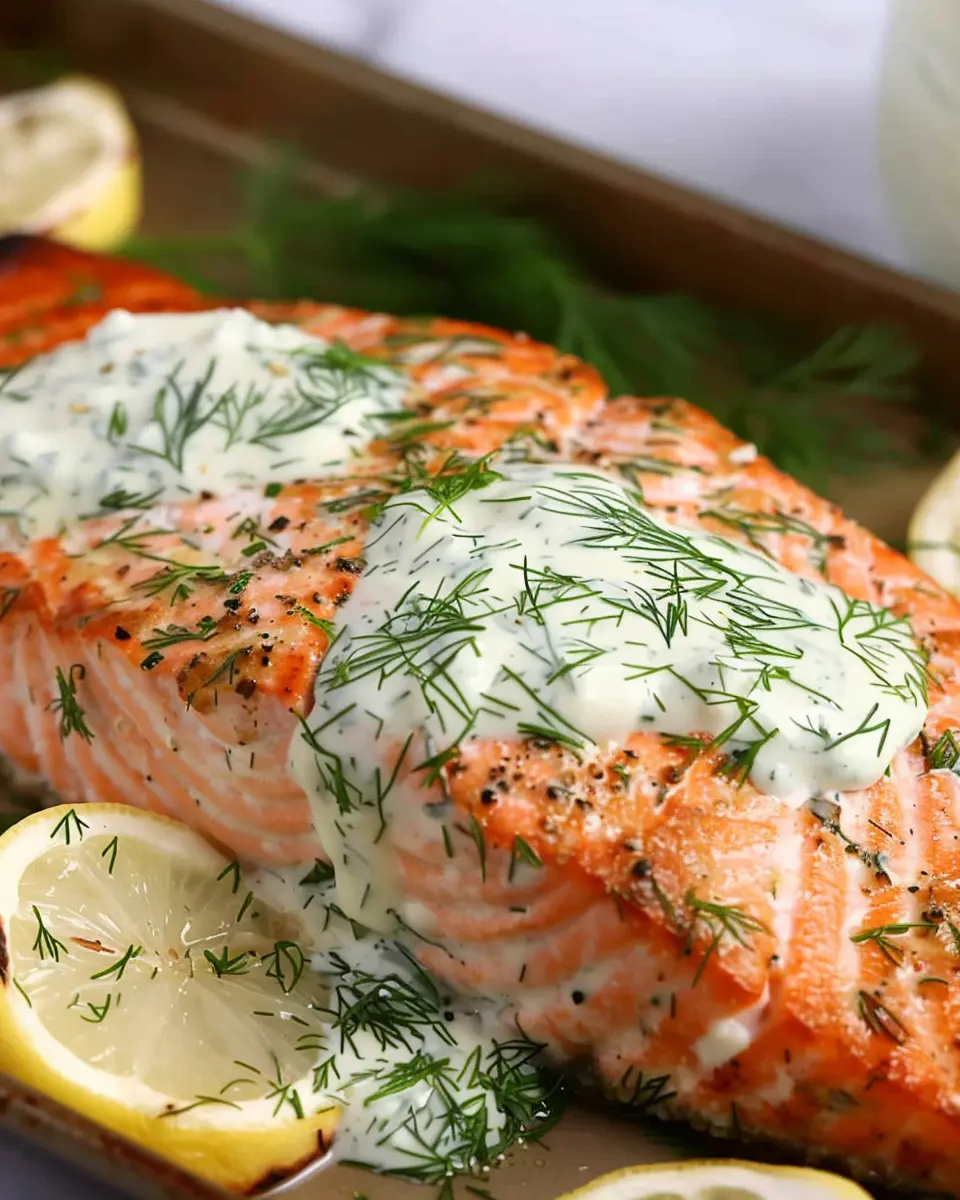 Baked Keto Salmon: Easy Recipe with Creamy Dill Sauce Delight