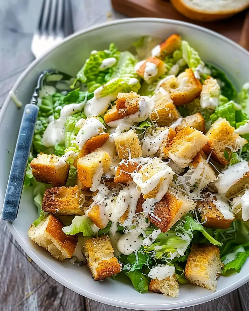 Homemade Creamy Caesar Salad Dressing with Turkey Bacon Delight