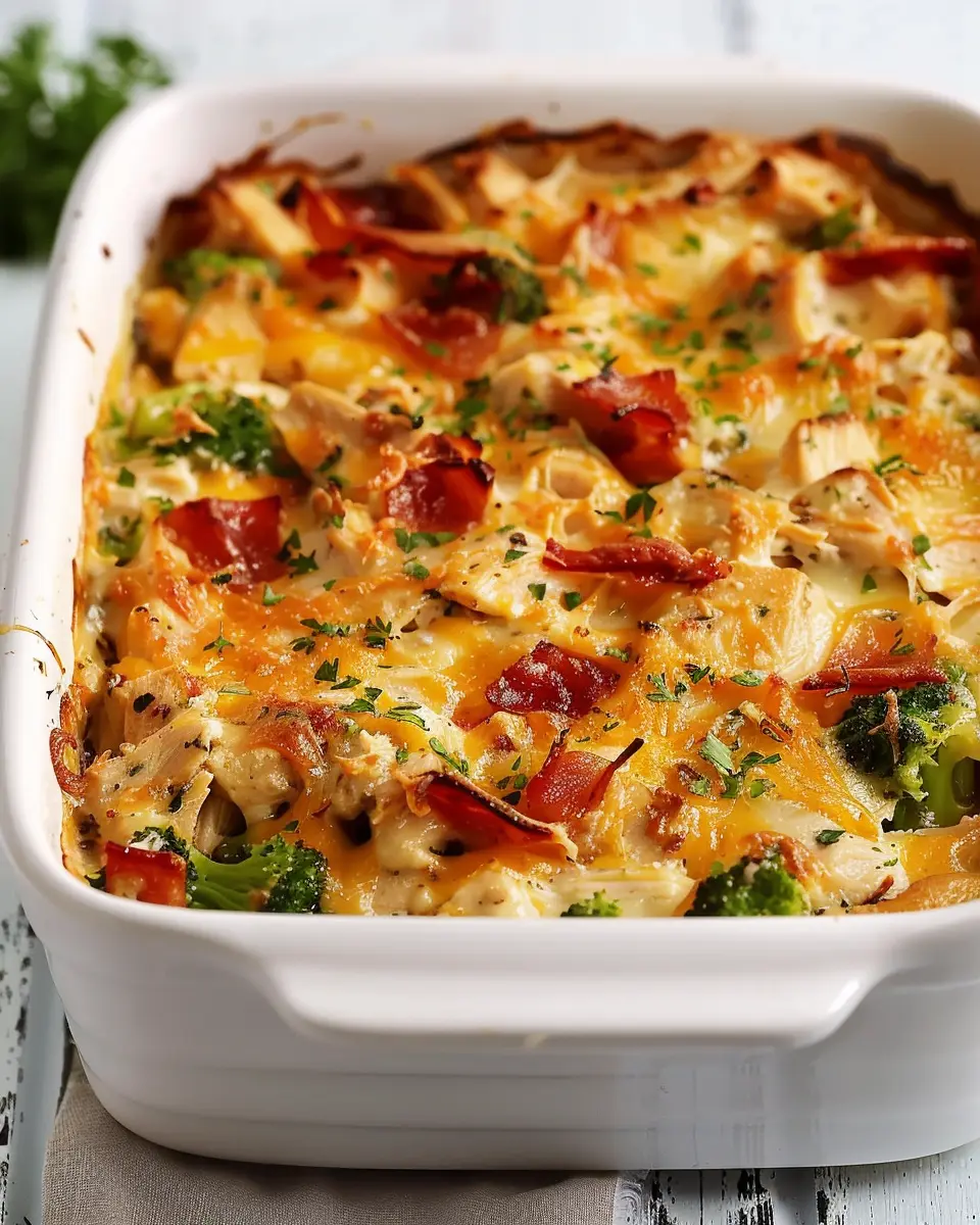 Easy Low Carb Chicken Casserole with Turkey Bacon Delight